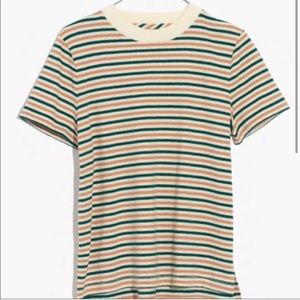 Madewell Green Orange White Striped Top